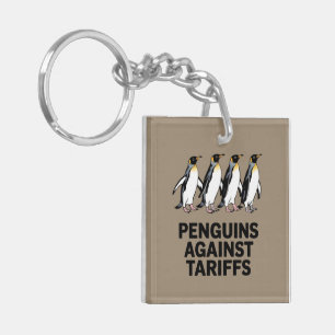 Vintage Penguins Protest Against Tariffs Funny Keychain