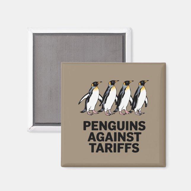 Vintage Penguins Protest Against Tariffs Funny  Magnet (Front/Back)