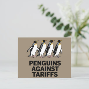 Vintage Penguins Protest Against Tariffs Funny  Postcard