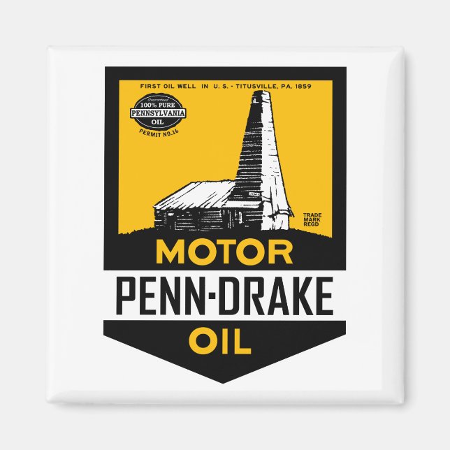 Vintage Penn Drake Motor Oil sign Magnet (Front)