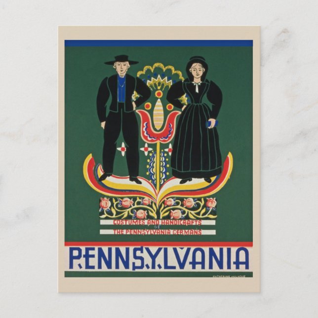 Vintage Pennsylvania Dutch Amish German Travel Postcard (Front)