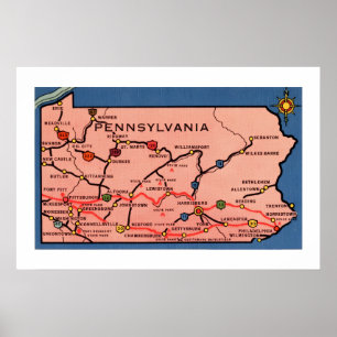 Vintage Pennsylvania Map 20x30   Poster