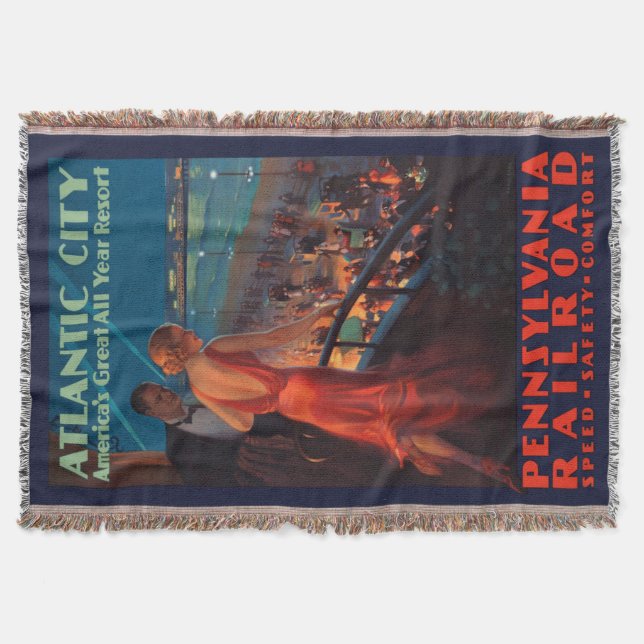 VINTAGE PENNSYLVANIA RAILROAD TRAVEL THROW BLANKET (Front)
