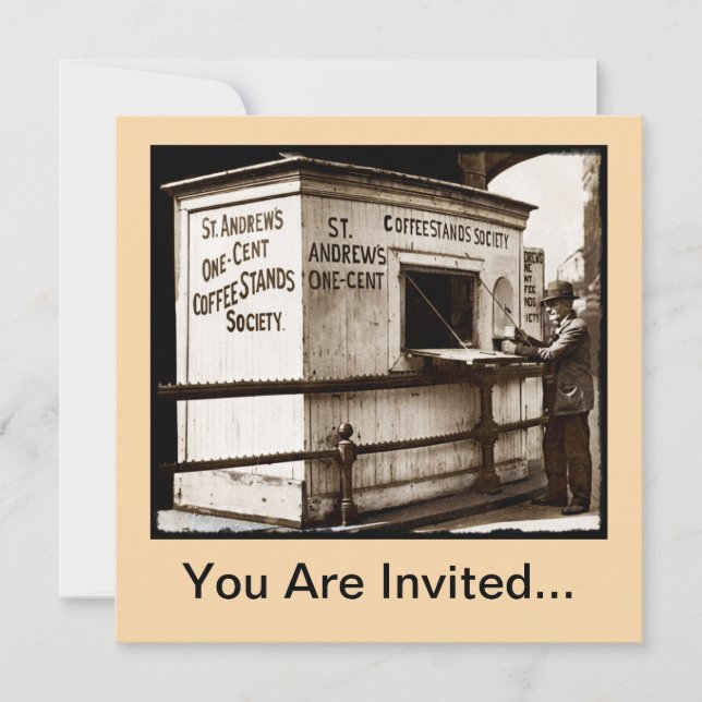 Vintage Penny Cup of Coffee Invitation (Front)