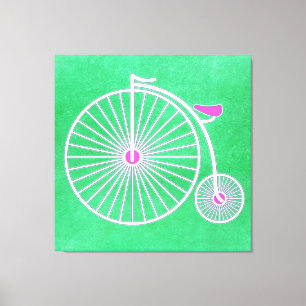 Vintage Penny Farthing Bicycle on Green Parchment  Canvas Print