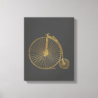 Vintage Penny Farthing Bike Black Gold Glitter