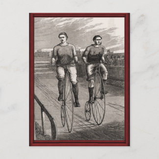 Vintage pennyfarthing race postcard