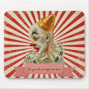 Vintage Pensive Clown with Gold Conical Hat Mouse Pad
