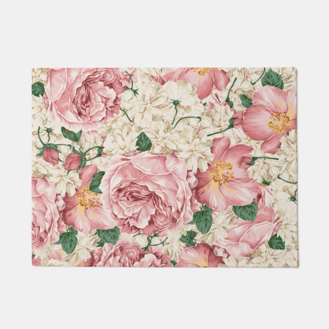 Vintage Peonies and Hydrangeas Doormat (Front)