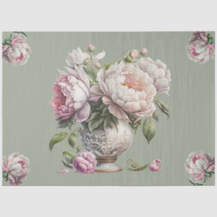 Vintage Peonies in Elegant Vase Tissue Paper