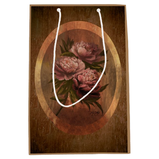 Vintage Peonies Medium Gift Bag (Front)