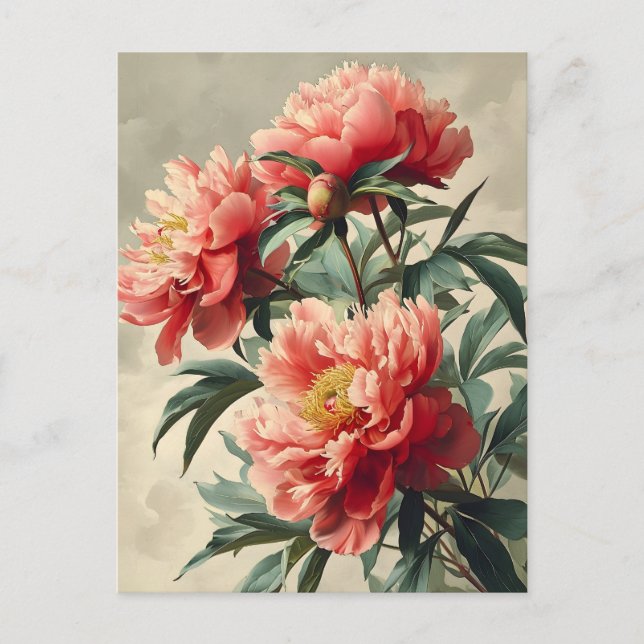 Vintage Peonies  Postcard (Front)