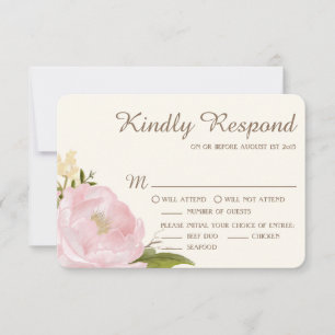 Vintage Peonies rose Mariage RSVP Carte II