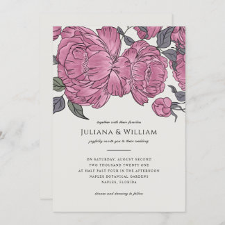 Vintage Peonies Wedding Invitation
