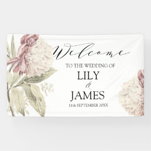 Vintage Peony Botanical Fine Art Banner