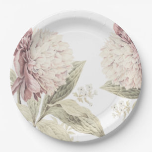 Vintage Peony Botanical Fine art Wedding Paper Pla Paper Plate