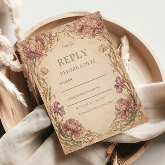 Vintage Peony Botanical RSVP Card (Creator Uploaded)