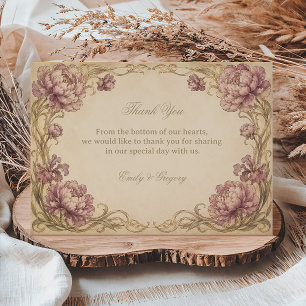 Vintage Peony Botanical Thank You Card