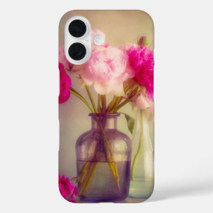 Vintage Peony Bouquet in Glass Vases iPhone 16 Case