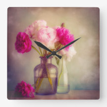 Vintage Peony Bouquet in Glass Vases