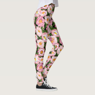 vintage peony floral leggings