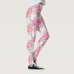 vintage peony floral leggings