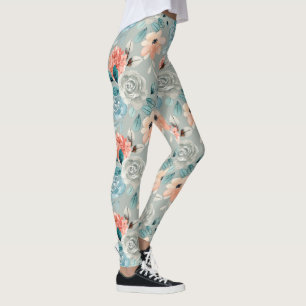 vintage peony floral leggings