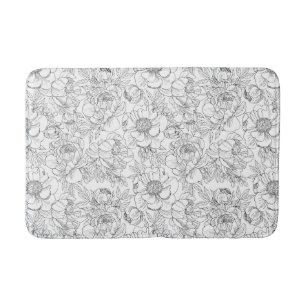 Vintage Peony Floral Pattern Bath Mat