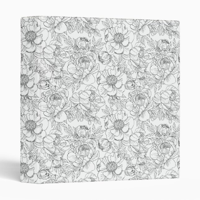 Vintage Peony Floral Pattern Binder (Front/Spine)