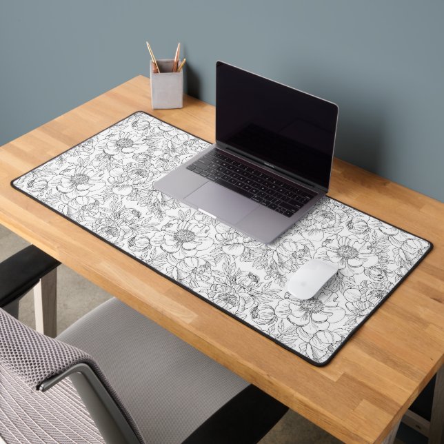 Vintage Peony Floral Pattern Desk Mat (Office 2)