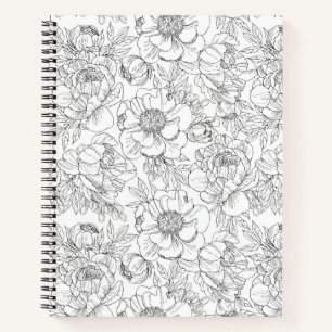 Vintage Peony Floral Pattern Notebook
