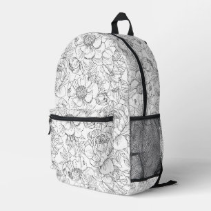 Vintage Peony Floral Pattern Printed Backpack