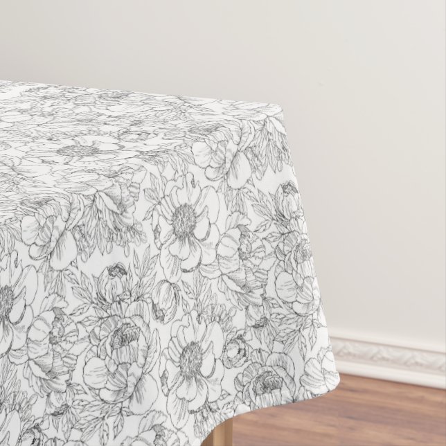 Vintage Peony Floral Pattern Tablecloth (In Situ)