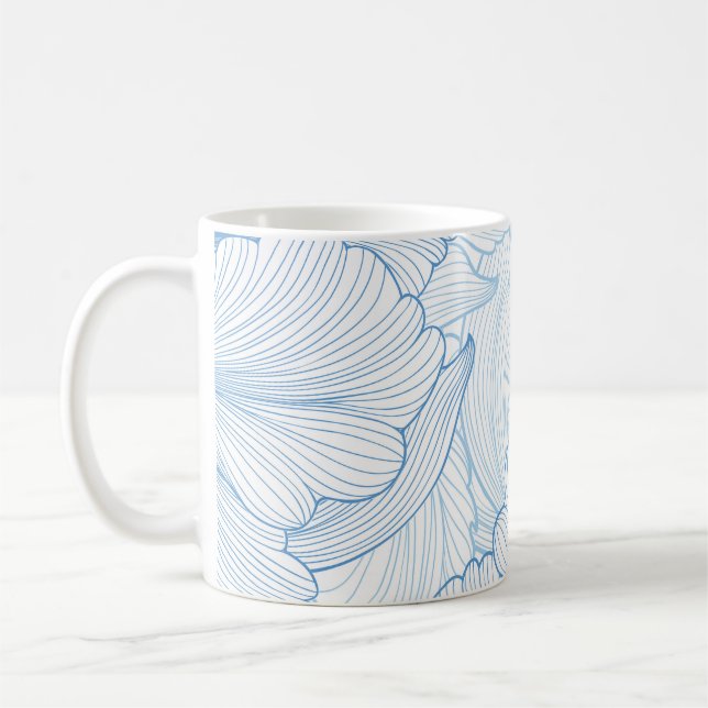 Vintage Peony: Floral Seamless Pattern Coffee Mug (Left)