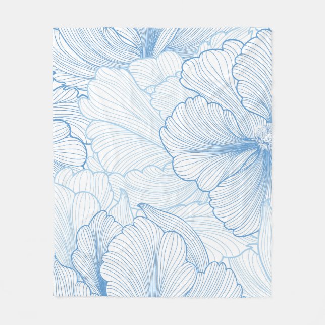 Vintage Peony: Floral Seamless Pattern Fleece Blanket (Front)