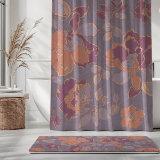 Vintage Peony Flowers Mauve Peach Plum