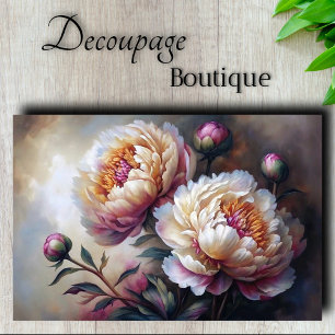 Vintage Peony Garden Dream Flower Decoupage Tissue Paper
