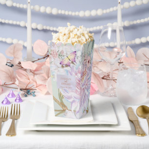 Vintage Peony Wedding Popcorn Favor Box