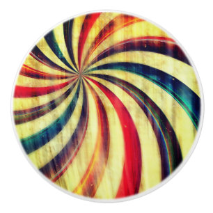 Vintage peppermint candy striped swirl colourful ceramic knob