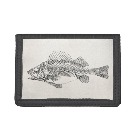 Vintage Perch Fish Skeleton - Fishes Template Tri-fold Wallets