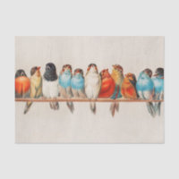 Vintage Perch of Birds watercolor Wildlife nature
