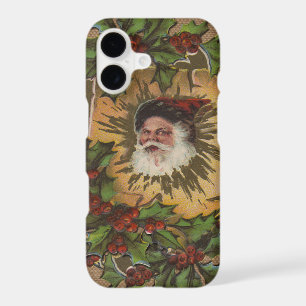 Vintage Père Noël Antique Holly Christmas