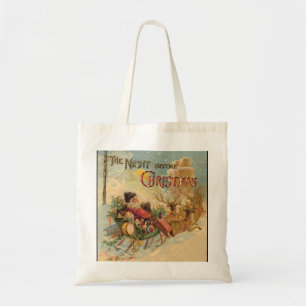Vintage Père Noël dans son sac à chiens de rennes