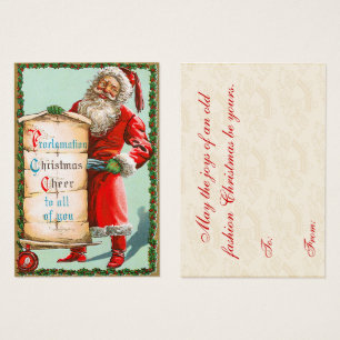 Vintage Père Noël et sa liste Tags cadeaux de Noël