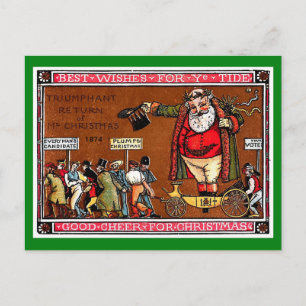 Vintage Père Noël European 1874 Photocopie Carte p