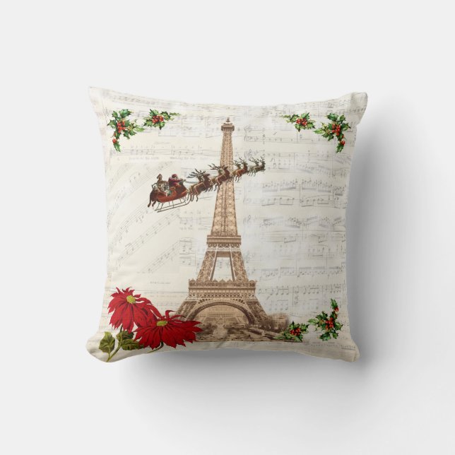 Vintage Père Noël sur le Coussin de Noël de Paris (Recto)