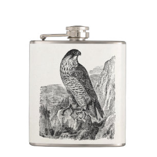 Vintage Peregrine Falcon Personalized Retro Birds Hip Flask