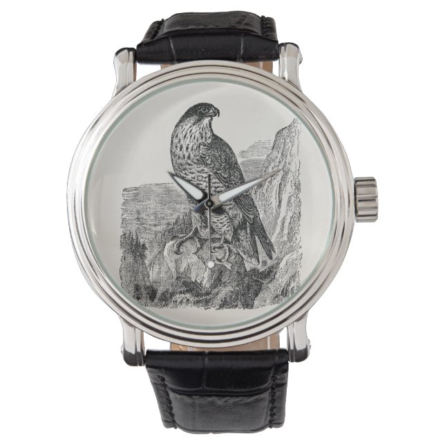 Vintage Peregrine Falcon Personalized Retro Birds Watch (Front)