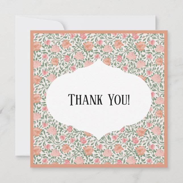 Vintage Perfect Pink & Peach Roses Card (Front)