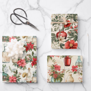 Vintage perfume bottles retro Christmas  Wrapping Paper Sheet